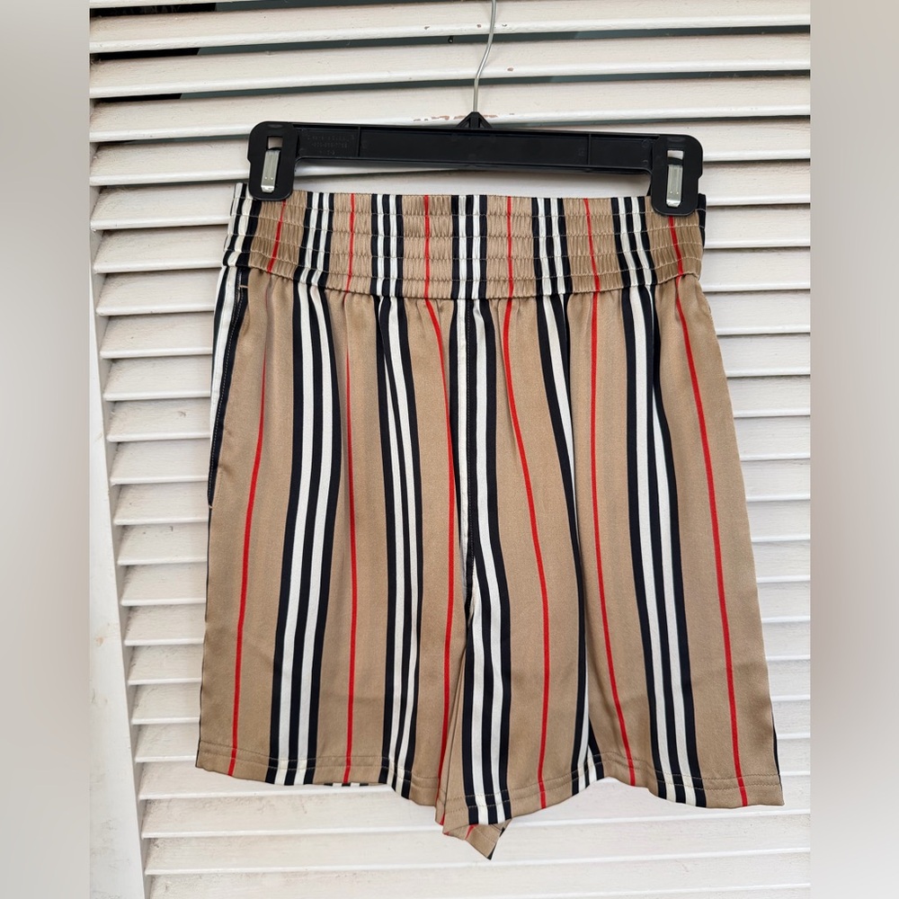 Burberry Iconic Stripe Silk Shorts Brand New
